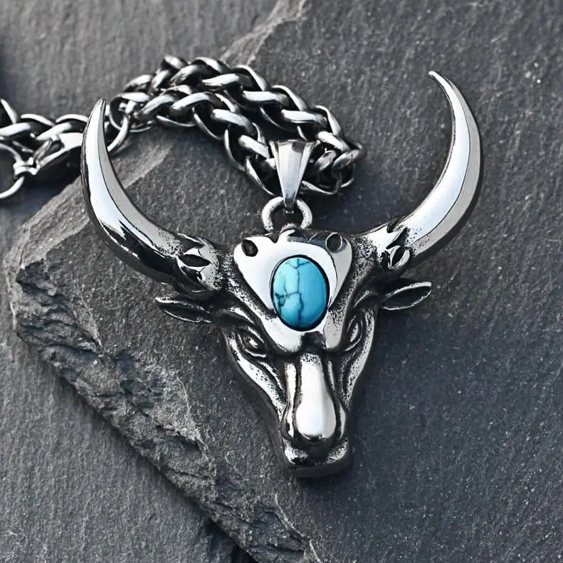 Buy Vintage Bull Head Pendant Necklace With Stone Locket And Chain For Men Boys And Best Friend At Best Price In Pakistan 